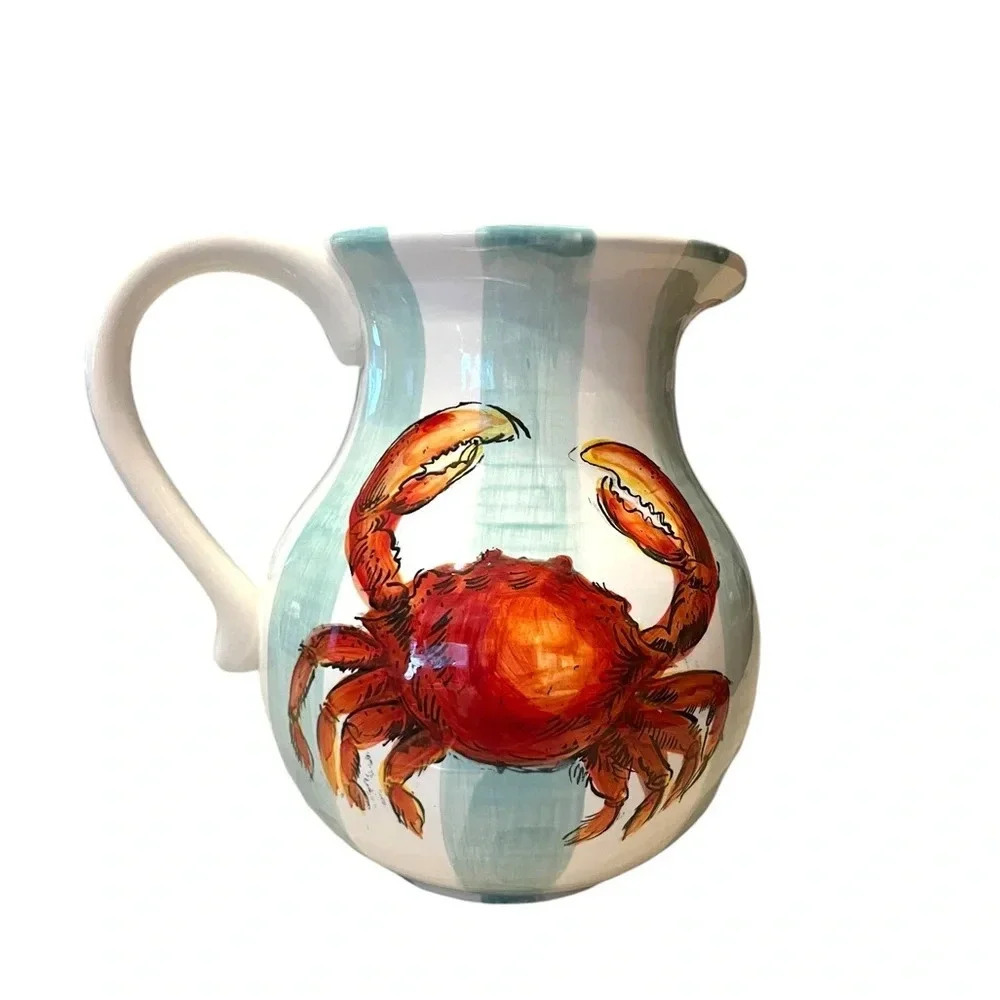 Maxcera CRAB STRIPE Pitcher Ocean Beach Nautical